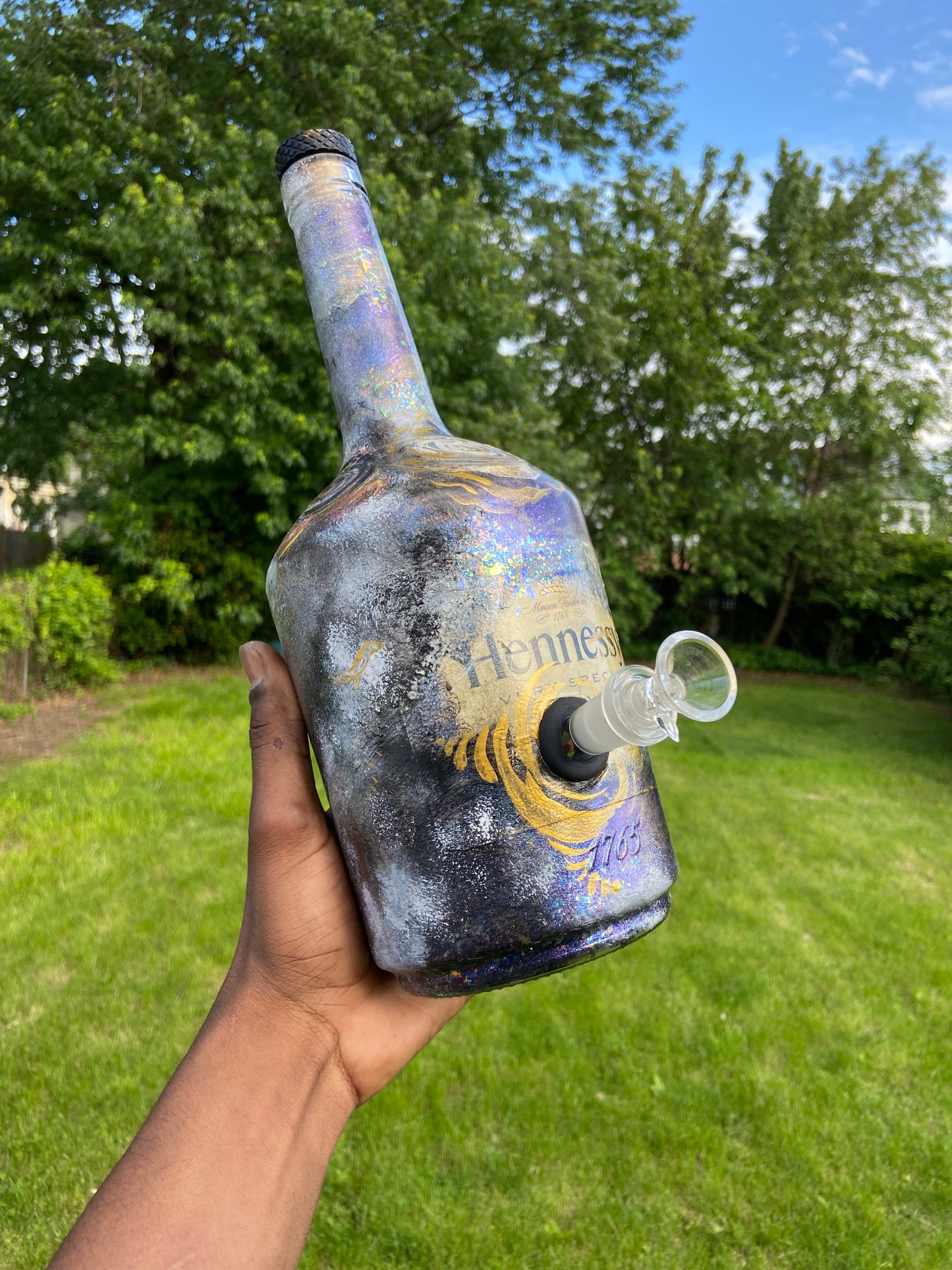 (Galactic Bloom ) 1.75L Hennesey Functional Art Bottle