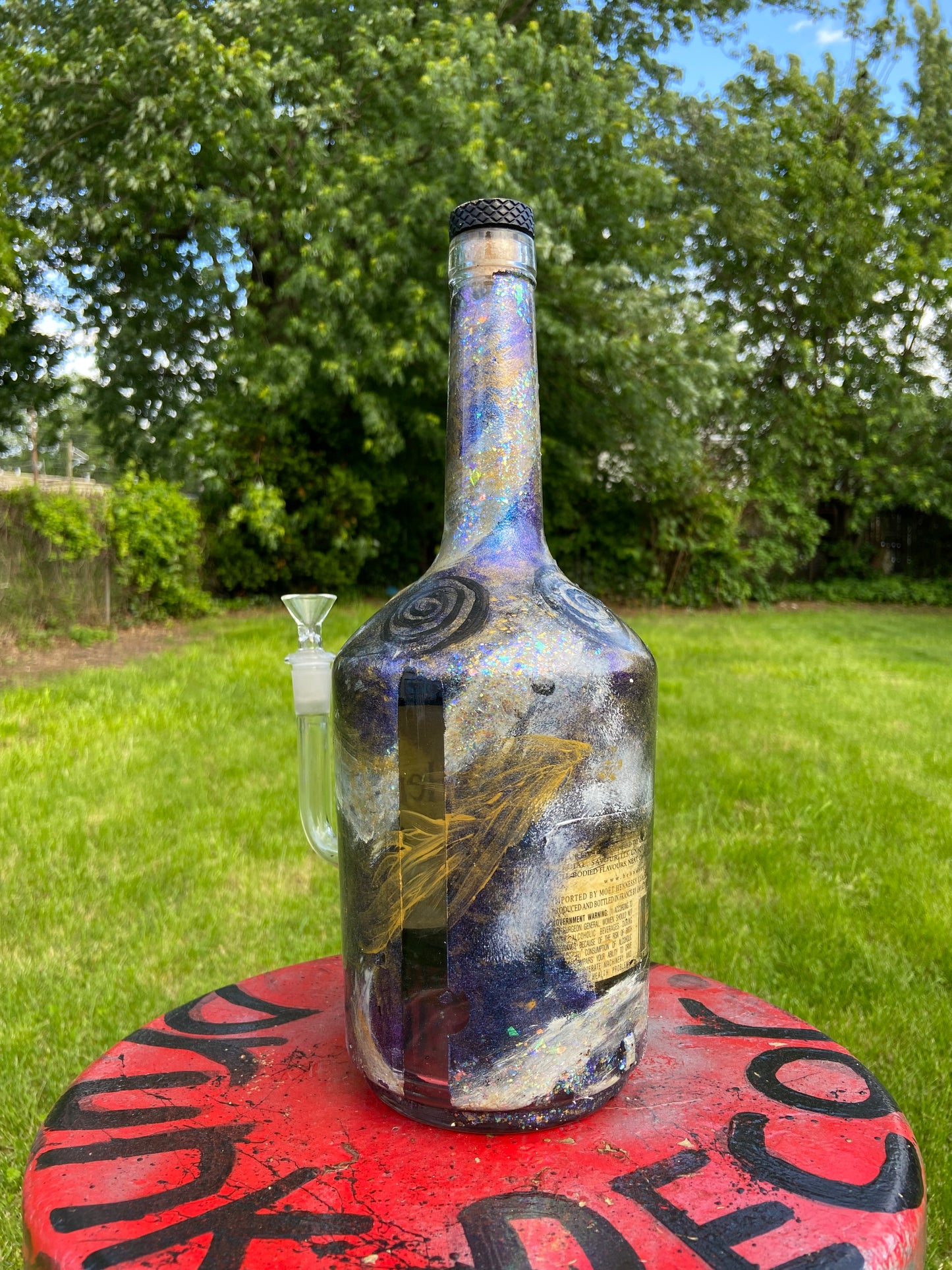 (Galactic Bloom ) 1.75L Hennesey Functional Art Bottle