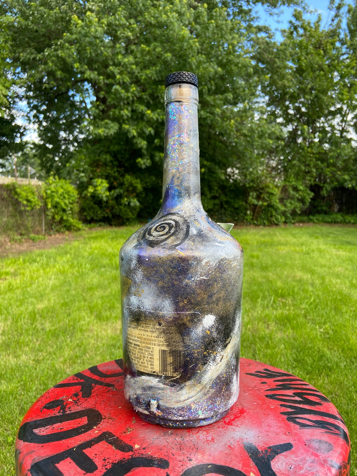 (Galactic Bloom ) 1.75L Hennesey Functional Art Bottle