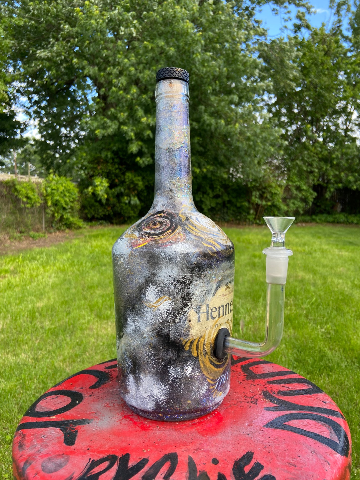 (Galactic Bloom ) 1.75L Hennesey Functional Art Bottle