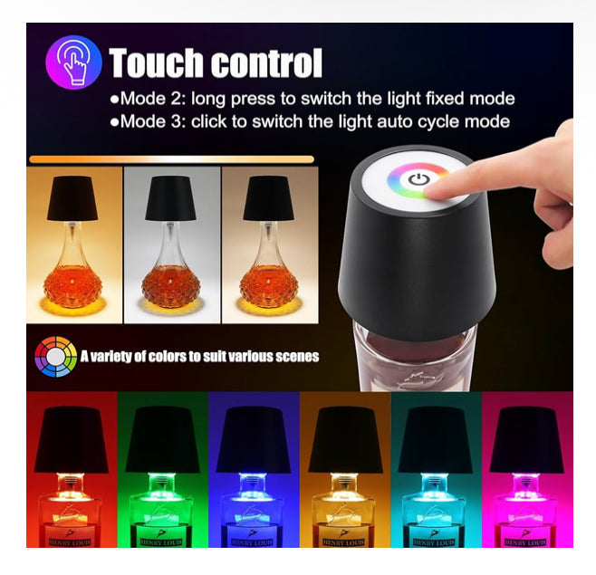 Wireless Bottle Lamp (Silver) + Remote