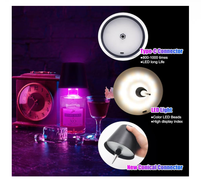 Wireless Bottle Lamp (Silver) + Remote